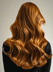 Fototapeta premium A woman with long, curly brown hair.