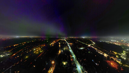 An aerial view of the Northern Lights over Ipswich in Suffolk, UK