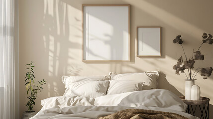 Modern Design Bedroom Interior with Framed Wall Art
