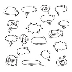 Fototapeta premium Set of colorful speech bubbles. Cartoon or comic labels. comic speech. Flat design vector illustration isolated on background.