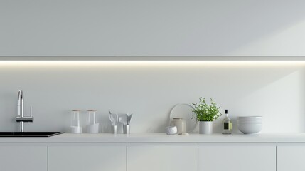 Modern white minimalistic kitchen interior details