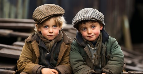 Young Boys in Vintage Attire