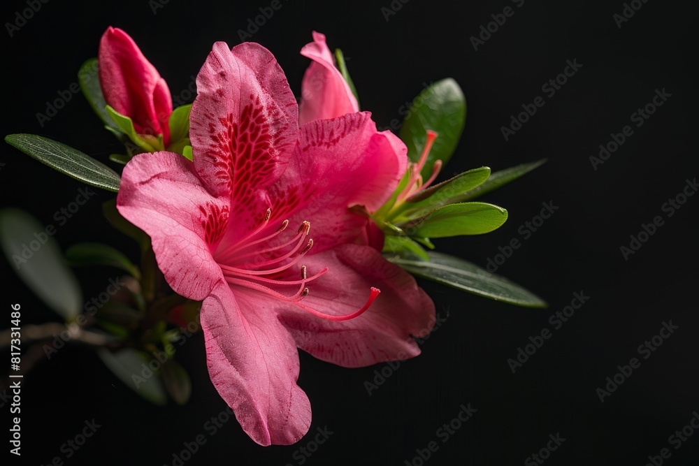 Wall mural azalea flower on black background generative ai