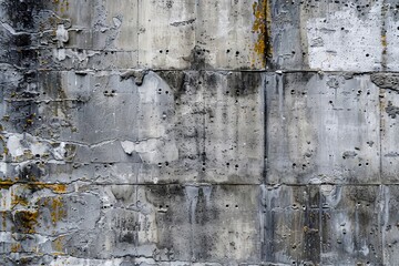 A concrete wall with holes in it.