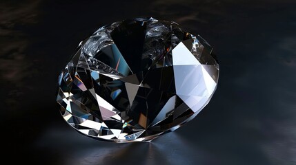A large diamond is shown on a black surface.