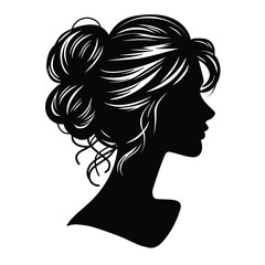 Vector illustration of a black woman's silhouette on a white separate background