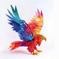 Fototapeta premium Origami eagle folded paper Japanese art craft animal 