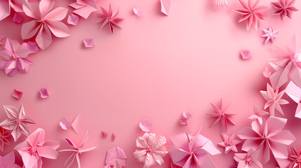 Delicate pink paper flowers background design