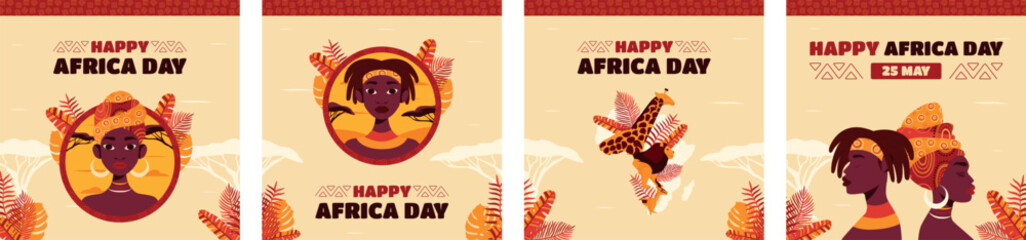 Flat africa day post instagram collection