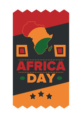 Africa Day. Happy African Freedom Day and Liberation Day. Celebrate annual on the African continent and around the world. African pattern. Poster, card, banner and background. Vector illustration