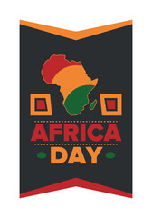 Africa Day. Happy African Freedom Day and Liberation Day. Celebrate annual on the African continent and around the world. African pattern. Poster, card, banner and background. Vector illustration