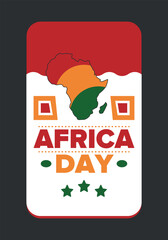 Africa Day. Happy African Freedom Day and Liberation Day. Celebrate annual on the African continent and around the world. African pattern. Poster, card, banner and background. Vector illustration