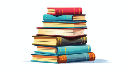 Top view on stack of books flat vector illustration
