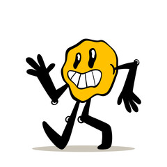 Naklejka premium Funny melting smile cartoon character. Vector hand drawn illustration isolated on white.