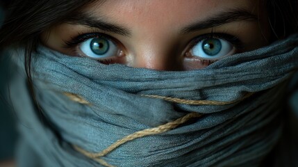 Masked Woman with Intense Green Eyes