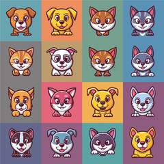 Fototapeta premium Cute animals icons-05.eps