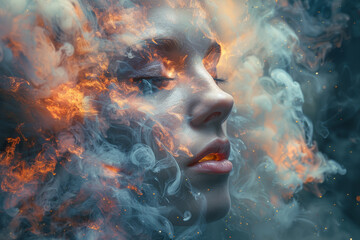 The racing thoughts that race through your mind at lightning speed, leaving you feeling dizzy and disoriented. Concept of cognitive overload. Generative Ai.