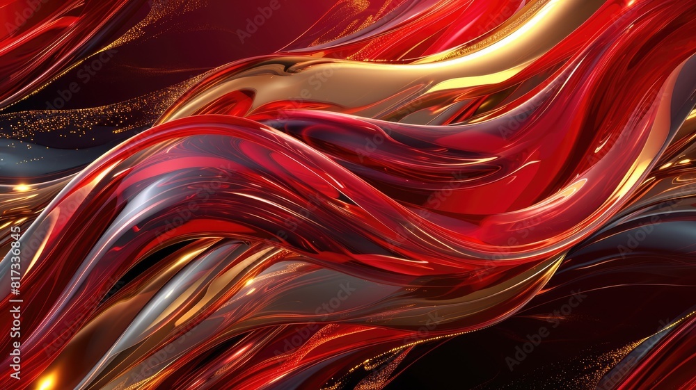 Poster the abstract picture of the two colours of red and gold colours that has been created form of the wa