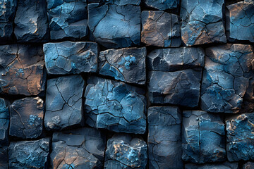 Cobalt Blue Stone Wall Texture - Top View with Realistic Textures
