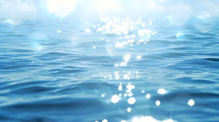 Blurred natural blue background with water, perfect for relaxation and meditation.