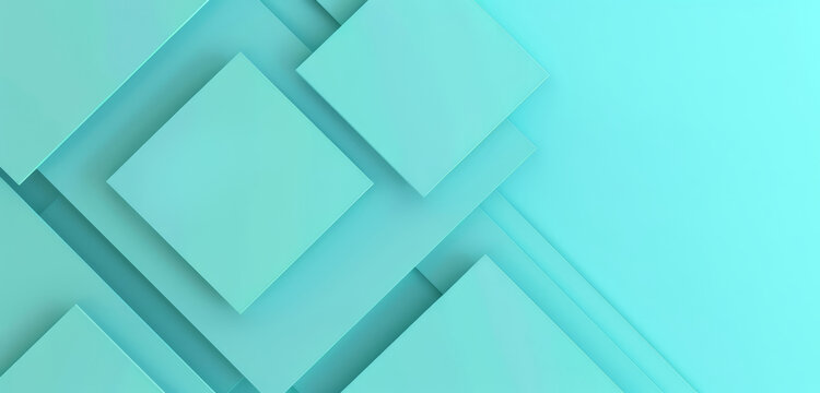 Abstract green, cyan and turquoise geometric pattern with overlapping layers and lines, creating a modern and futuristic design.