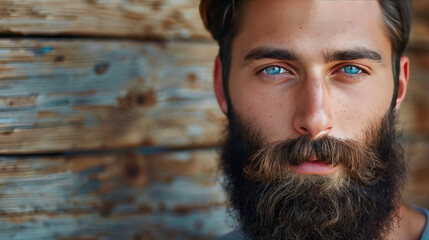 Handsome man with beard and mustache. Beard styles and grooming tips. Facial hair trends for men. Products for beard care.