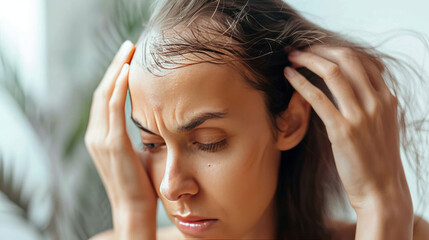 Fototapeta premium Losing hair is called alopecia or balding. It's when your hair follicles are shaped like text and it makes your hairline recede. As a result, your hair gets thinner and you can go bald.