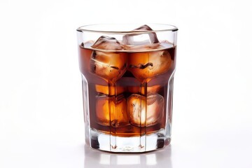 Americano in a glass cup with square ice cubes piled high AI generated