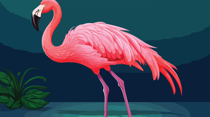 Tropical flamingo. Exotic bird with pink feathers a