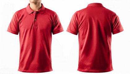 Front and back red polo shirt mockups - isolated on white background, genertive ai