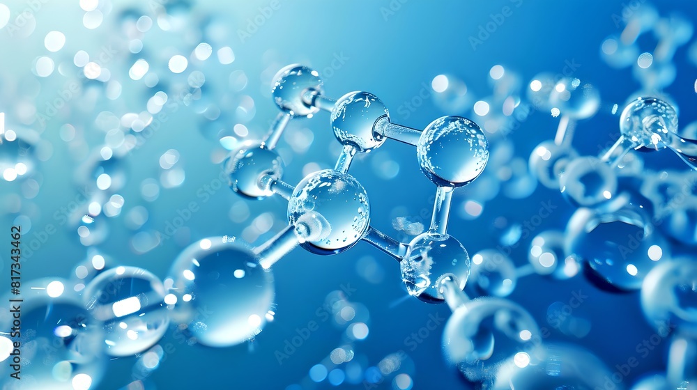 Aufkleber close-up of molecular structure in blue tones. abstract scientific image suitable for medical or tec