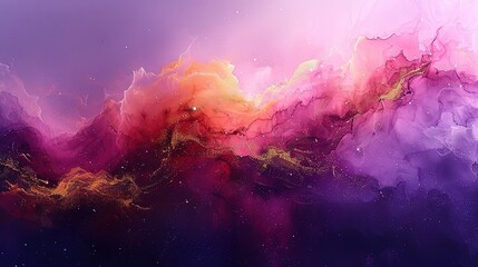 Delicate watercolor washes blending into an abstract nebula, subtle pinks, purples, and gold accents, ethereal and dreamlike