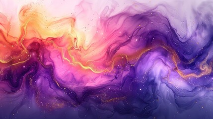 Delicate watercolor washes blending into an abstract nebula, subtle pinks, purples, and gold...