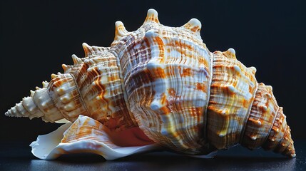 Magazine photography style featuring a close-up of a conch shell