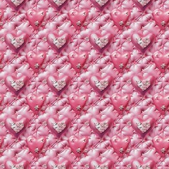 pink stars diamond heart 3d beautiful fabric pattern seamless textile fashionable background	
