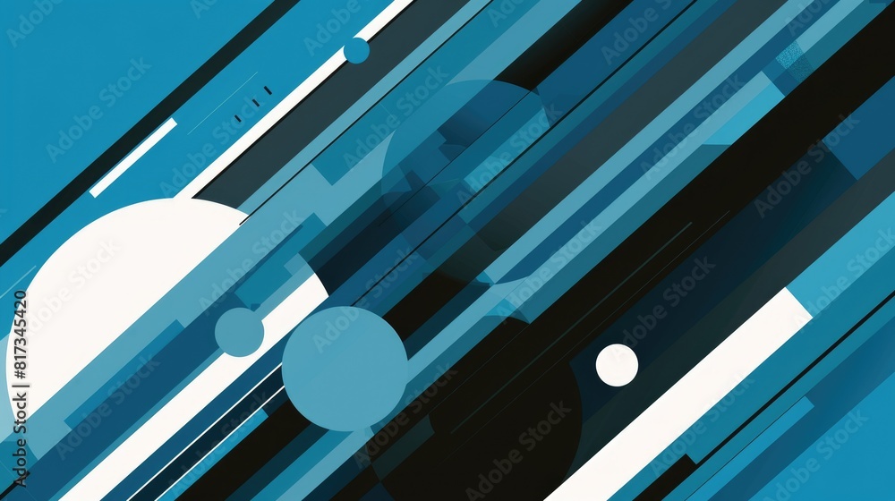 Aufkleber a blue and black geometric pattern with lines and circles. aig51a.