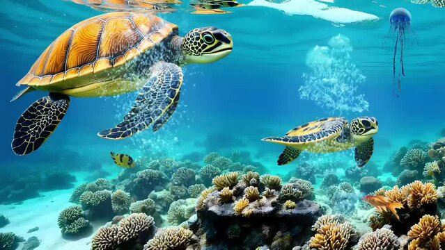 turtle swimming in the sea