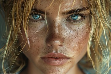 Mysterious Blonde Woman with Eye Scar: Ultra Detailed Close-Up Digital Portrait