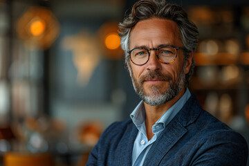 Obraz premium A business portrait highlighting the empathy and compassion of a socially responsible entrepreneur. Concept of ethical leadership. Generative Ai.