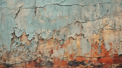 Grunge textured wall with peeling paint