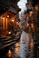 Fototapeta premium Enchanting Night in Traditional Village