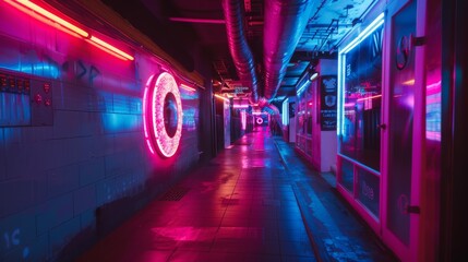 Neon Tunnel Background For Futuristic Designs