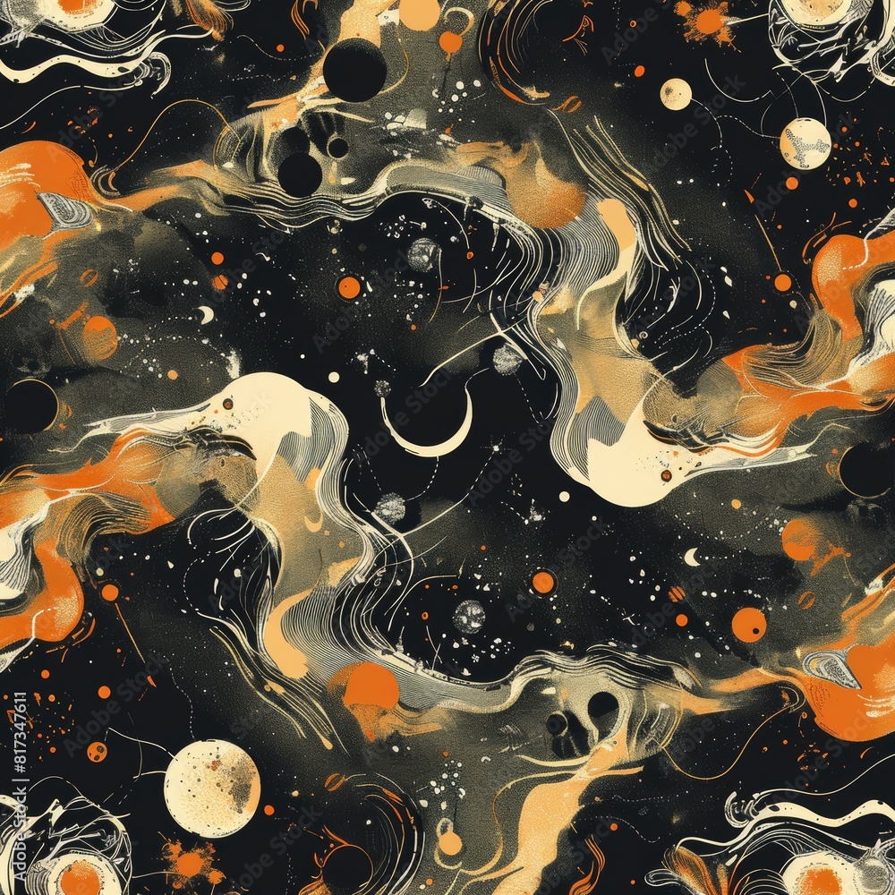 Poster abstract pattern, drawing inspiration from celestial forms and planetary structures