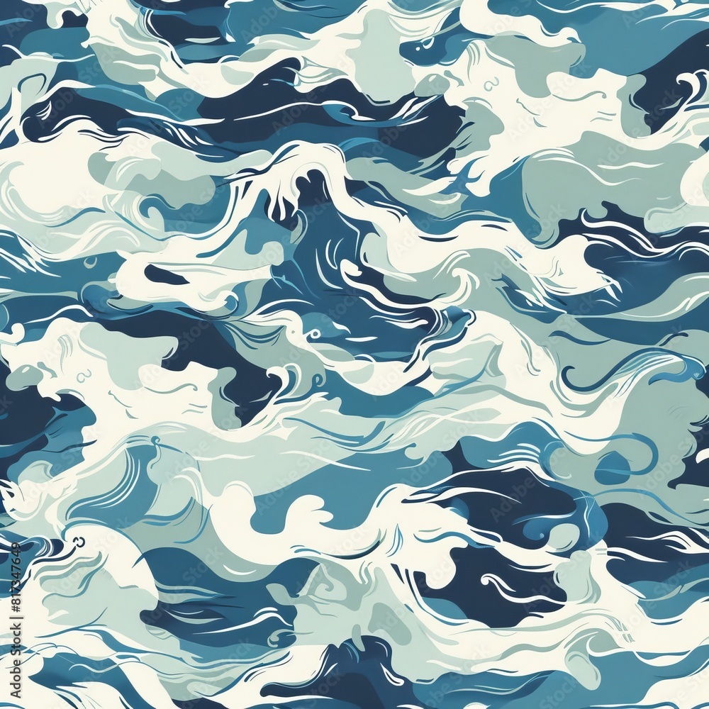 Poster abstract pattern, exploring fluid geometry with overlapping waves