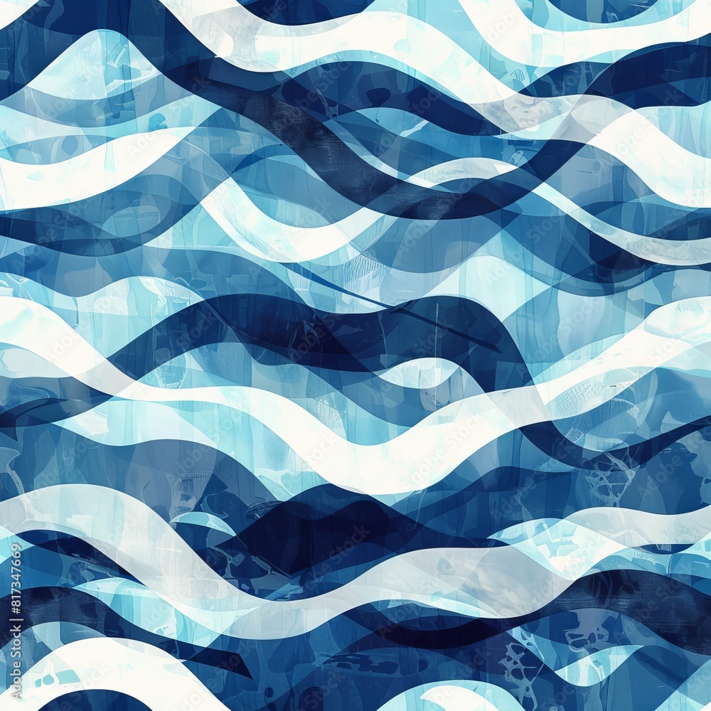 Poster abstract pattern, exploring fluid geometry with overlapping waves