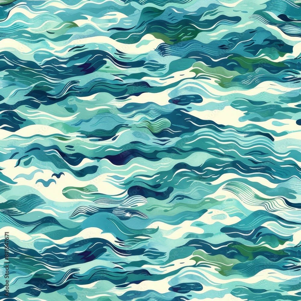 Poster abstract pattern, exploring fluid geometry with overlapping waves