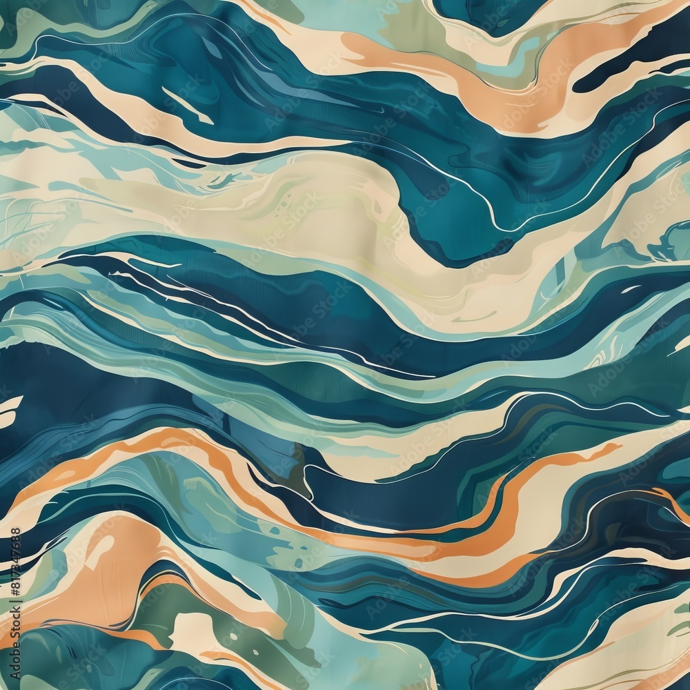 Poster abstract pattern, exploring fluid geometry with overlapping waves
