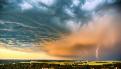 Dramatic Thunderstorm Over Open Countryside