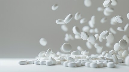 Orange pills on white background for medical or pharmaceutical designs