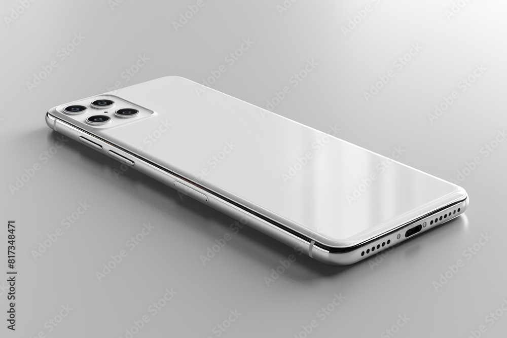 Poster isolated blank white smartphone with an empty display screen, perfect for showcasing app designs or 